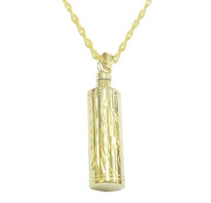 Gold Plated Silver Etched Cylinder Jewelry - IUSPN114-G