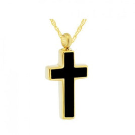 Gold Plated Silver Black Cross Jewelry - IUSPN120-G