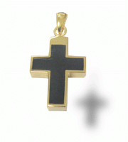 Gold Plated Silver Black Cross Jewelry - IUSPN120-G