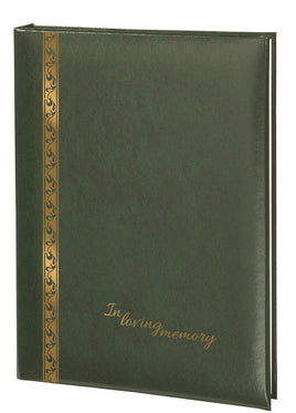 Imperial Scroll & In Loving Memory Memorial Guest Book -6 Ring-STGR104-Green