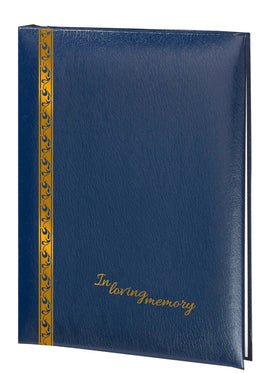 Imperial Scroll & In Loving Memory Memorial Guest Book -6 Ring-STGR104-Blue