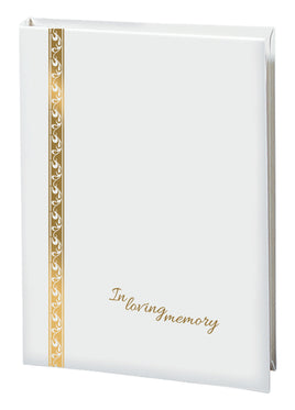 Imperial Scroll & In Loving Memory Memorial Guest Book -6 Ring-STGR104-White