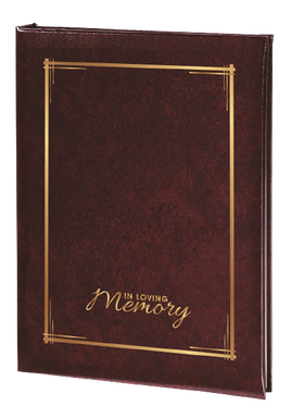 Decorative Frame & In Loving Memory Memorial Guest Book - 6 Ring - STGR105-Burgundy