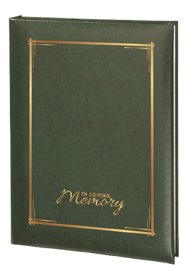Decorative Frame & In Loving Memory Memorial Guest Book - 6 Ring - STGR105-Green