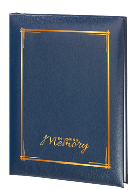 Decorative Frame & In Loving Memory Memorial Guest Book - 6 Ring - STGR105-Blue