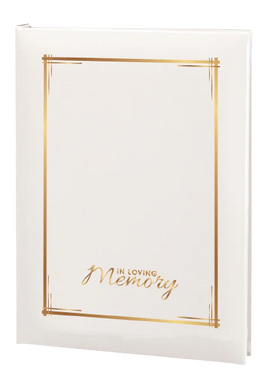 Decorative Frame & In Loving Memory Memorial Guest Book - 6 Ring - STGR105-White