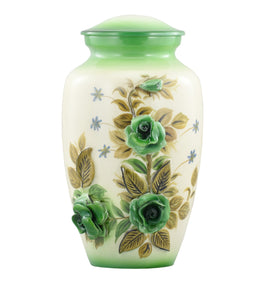 3D-Effect Green Rose Cremation Urn - IUTD103