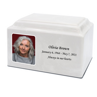 Grace Cultured Marble Photo Urn - IUUVP300-White Pearl