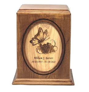 Woodland Oval Butterfly Cremation Urn - Large - IUWC304