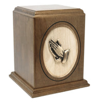 Woodland Solid Wood Adult Urn with Brass Praying Hand - IUWC500