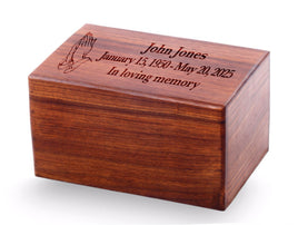 Large Rosewood Hand-carved Plain Cremation Urn with Praying Hands - IUWD100-PL-PH