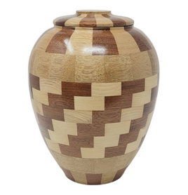Artistic Infinity Checkered Wooden Urn - IUWDART101
