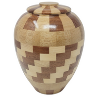 Artistic Checkered Wooden Urn - IUWDART101