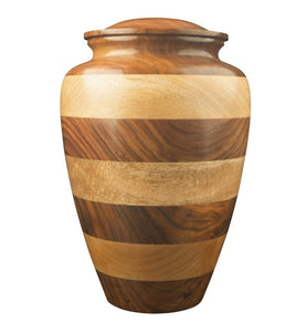 Artistic Infinity Dark Striped Wooden Urn - IUWDART104