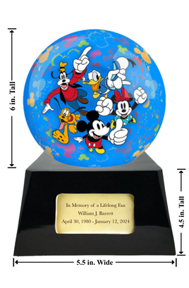 Memorial Fan Urn Base with add on Mickey & Friends Sphere - Infant/Child-Sized Small Urn