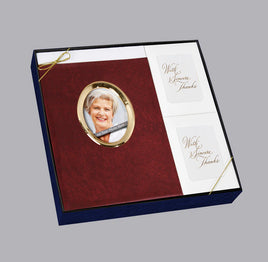 Burgundy Oval Photo - Stationery Box Set - ST794-BX
