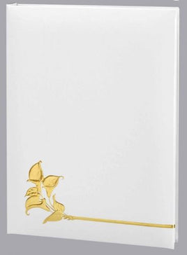 White Calla Lily Funeral Guest Book - 6 Ring - ST7510-WBK