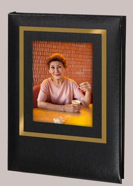 Thick Border Picture Frame Memorial Guest Book - 6 Ring -STFB103-Black