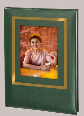 Thick Border Picture Frame Memorial Guest Book - 6 Ring - STFB103-Green