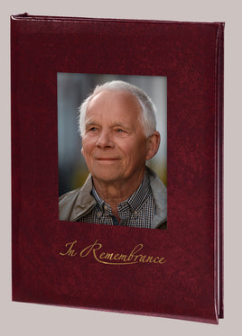 In Remembrance Picture Frame Memorial Guest Book -6 Ring-STFB104-Burgundy