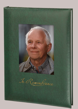 In Remembrance Picture Frame Memorial Guest Book -6 Ring-STFB104-Green