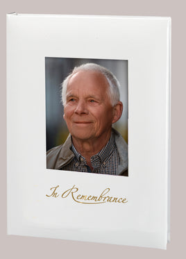 In Remembrance Picture Frame Memorial Guest Book -6 Ring-STFB104-White
