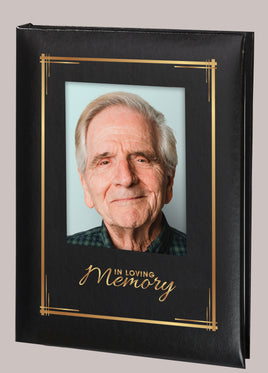 In Loving Memory Picture Frame Memorial Guest Book -6 Ring-STFB105-Black