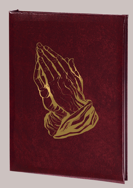 Praying Hand Memorial Guest Book - 6 Ring-STGR100-Burgundy