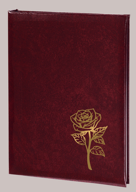 Rose Memorial Guest Book - 6 Ring-STGR106-Burgundy