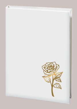 Rose Memorial Guest Book - 6 Ring-STGR106-White