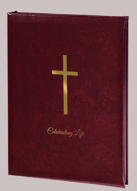 Cross Memorial Guest Book - 6 Ring-STGR113-Burgundy