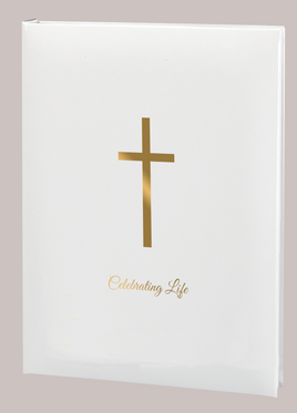 Cross Memorial Guest Book - 6 Ring-STGR113-White