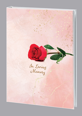Red Rose Memorial Guest Book - 6 Ring - STPR110