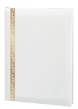 Value Line Scroll Memorial Guest Book-6 Ring-STVL103-White