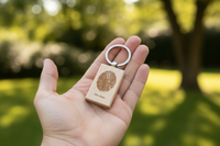 Wooden Fingerprint Keychain with Name