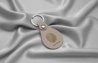 Faux Leather Fingerprint Keychain with Name - Tan