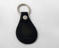 Faux Leather Fingerprint Keychain with Name - Black