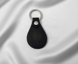 Faux Leather Fingerprint Keychain with Name - Black