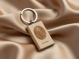 Wooden Fingerprint Keychain with Name