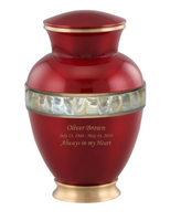 Zeus Adult Urn with Mother of Pearl Band - Red - IURG137