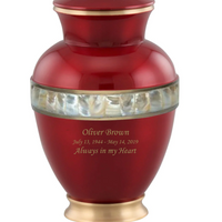 Zeus Adult Urn with Mother of Pearl Band - Red - IURG137