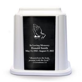 Crown Niche Urn - Praying Hands (Black or White Color Available)