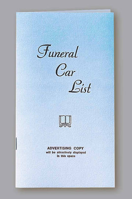 Funeral Car List Booklet