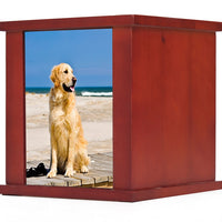 Cherry Finish Tower with Picture Frame Pet Cremation Urn - IUB006