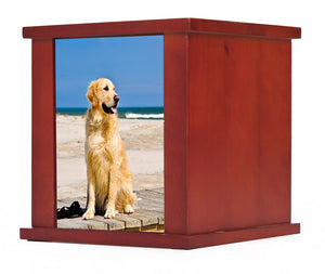 Cherry Finish Tower with Picture Frame Pet Cremation Urn - IUB006