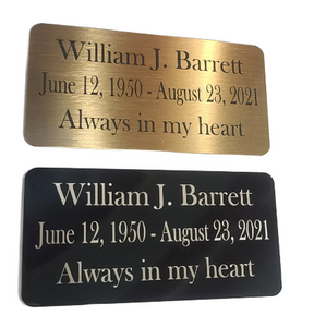 Customized Engraved Brass Name Plate - 2 Styles Gold or Black - Solid Brass 2" x 4" or 1" x 3"  Plaque Size