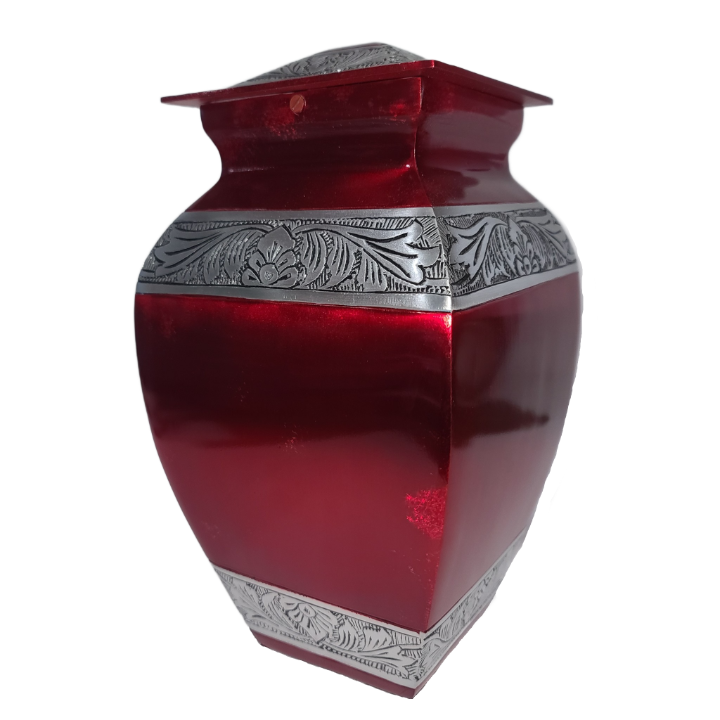 Scratch & Dent Red and Silver Cremation Urn
