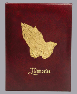 Praying Hands Funeral Guest Book - Burgundy - 6 Ring - ST881-BK