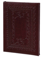 Ornate Burnished Frame Funeral Guest Book - Burgundy - 6 Ring - ST8558-BK
