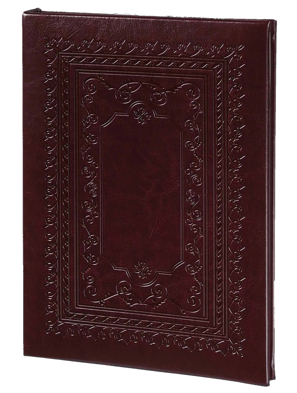 Ornate Burnished Frame Funeral Guest Book - Burgundy - 6 Ring - ST8558-BK